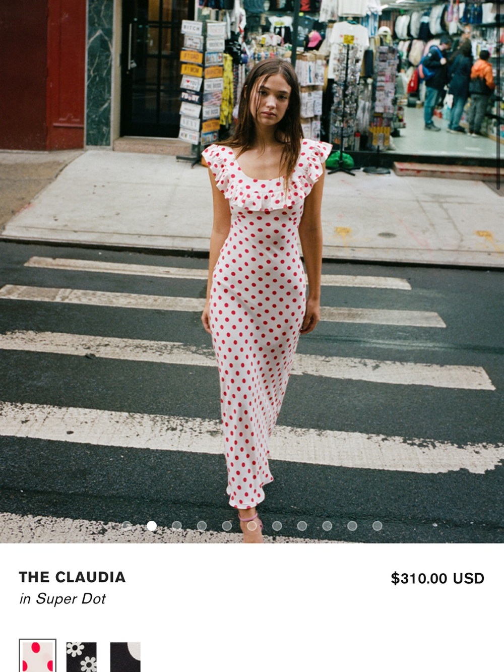 Realisation Par The Claudia Maxi Dress in White with Red Dots